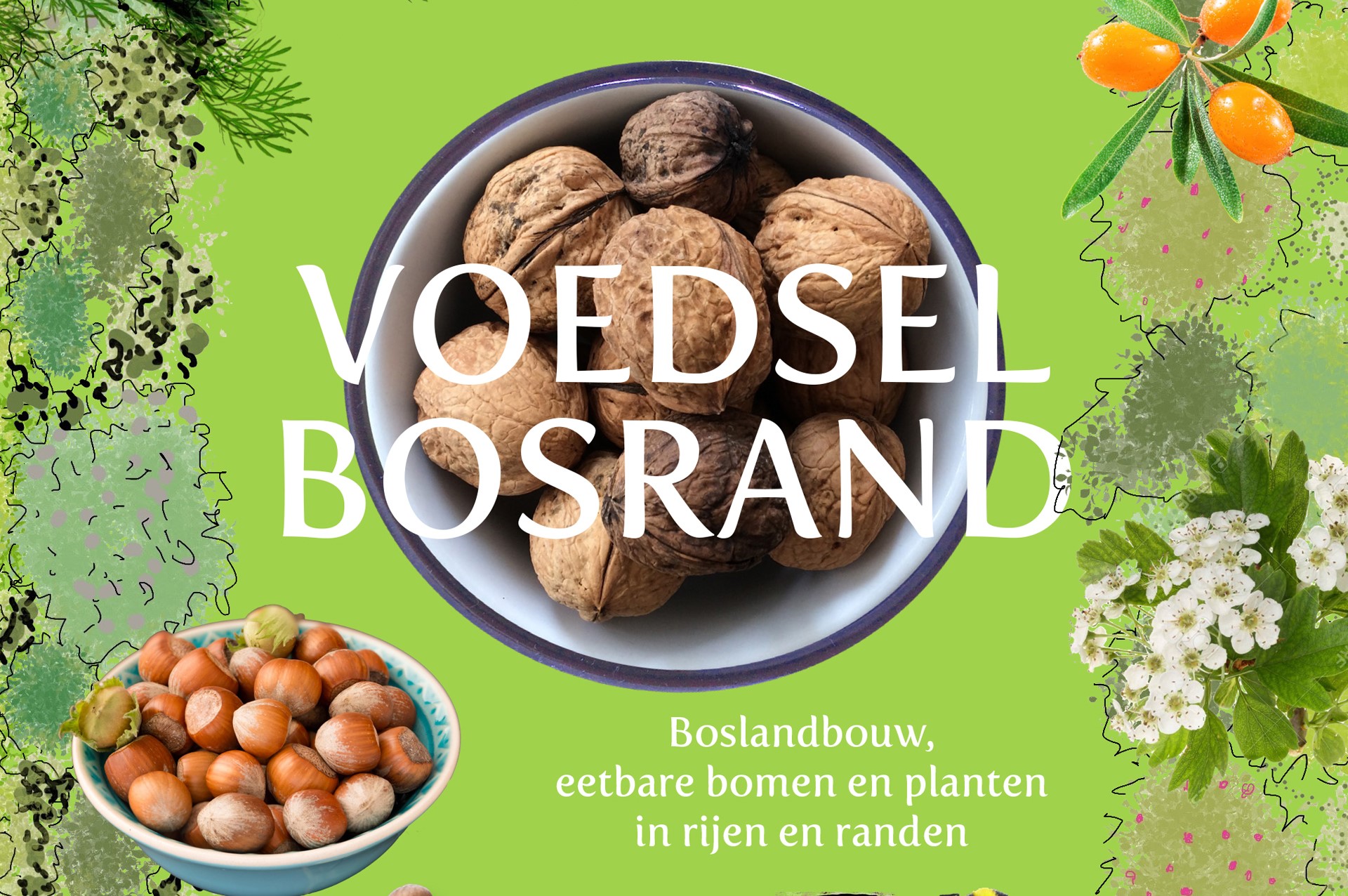 Voedselbosrand, boslandbouw, eetbare bomen en plan